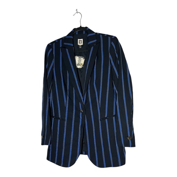 Anne Klein Navy stripe blazer size 12 NWT career business preppy - Picture 1 of 4